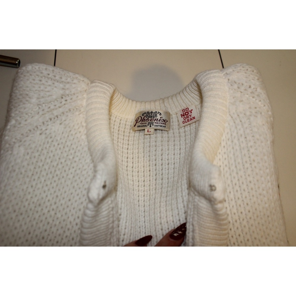 VTG  lrg Phoenix Tokyo long Cardigan cottage core grandma core knit‎ - Picture 3 of 11